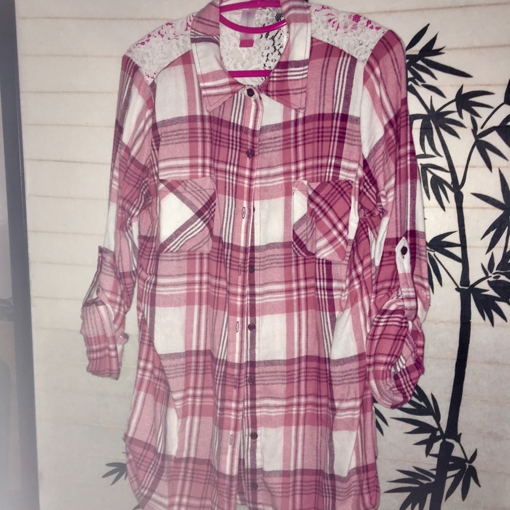 Ladies No Boundaries Pink Flannel Shirt